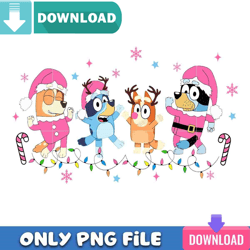 Pink Bluey Christmas PNG Perfect Sublimation Design Download