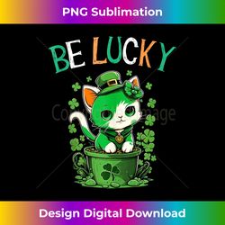Happy Saint Patrick's Day Shamrock Cat Lucky Cat Lover Tank Top - Futuristic PNG Sublimation File - Lively and Captivating Visuals