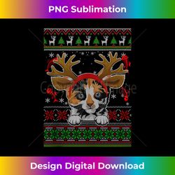 Funny Reindeer Calico Cat Xmas Lights Ugly Christmas Sweater Tank Top - Urban Sublimation PNG Design - Lively and Captivating Visuals