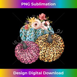 Leopard Pumpkin - Three Rustic Flower Cheetah Pumpkins - Timeless PNG Sublimation Download - Enhance Your Art with a Dash of Spice