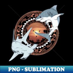 White Shark and Hammerhead Shark Dive Polynesia - Exclusive Sublimation Digital File - Capture Imagination with Every Detail