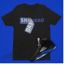 Sneakerhead Sticker Shirt to Match Air Jordan Retro 5 Racer Blue - Retro 5 Racer Blue Shirt - Racer Blue Sneaker Match T