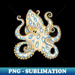 Blue Ring Octopus Ink Art - PNG Transparent Digital Download File for Sublimation - Instantly Transform Your Sublimation Projects