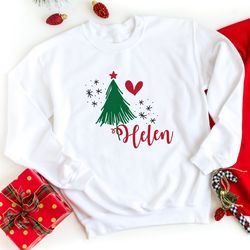 Personalised Christmas jumper with cute tree and name  Mummy Daddy Kids Xmas sweatshirt  Festive family set