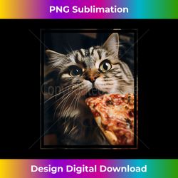 Funny Cat With Pizza Selfie Cat Tank Top - Eco-Friendly Sublimation PNG Download - Immerse in Creativity with Every Design
