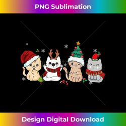 Cute Christmas Cat Santa Cat Reindeer Cat Lovers Gift Long Sleeve - Vibrant Sublimation Digital Download - Spark Your Artistic Genius