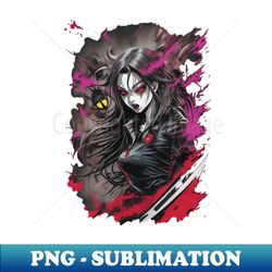Colorful anime bloody vampire girl lots of red manga style - Special Edition Sublimation PNG File - Bring Your Designs to Life