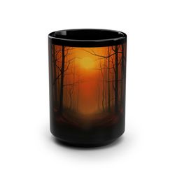 Dark Forest Ceramic Mug Forest Themed Coffee Mug Woodland Nature Tea Cup Enchan