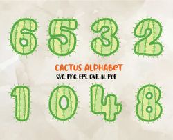 Cactus Alphabet Numbers Letters Font SVG, Modern Font, Fonts For Cricut, Beauty Font, Font For T-shirts 08