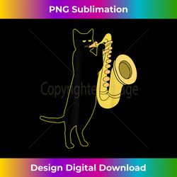 cat playing saxophone  cool wind instrument sax gift - minimalist sublimation digital file - customize with flair