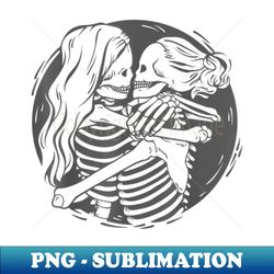 Lesbian Couple LGBTQ Pride Skeletons Kissing Valentines Day - Modern Sublimation PNG File - Bring Your Designs to Life