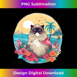 Floral Beach Vacation Himalayan Cat - Artisanal Sublimation PNG File - Tailor-Made for Sublimation Craftsmanship