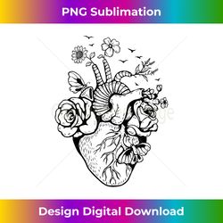 Heart Anatomy Flowers Funny Anatomical Heart and Human - Luxe Sublimation PNG Download - Customize with Flair