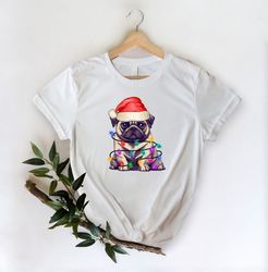 Pug Christmas Tree Lights Shirt, Merry Christmas, Christmas Party Tee, Christmas Dog Shirt, Gift For Christmas, Cute Dog
