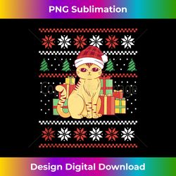 Cat with Hat Ugly Sweater - Festive Feline Design Tank Top - Bohemian Sublimation Digital Download - Pioneer New Aesthetic Frontiers