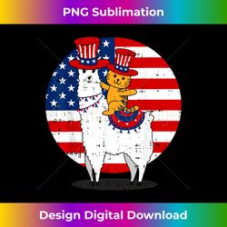 american flag hat llama cat 4th of july cute usa gift - luxe sublimation png download - customize with flair