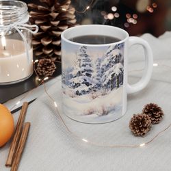festive winter mug holiday evergreen cup winter gift idea cozy winter mug ceram