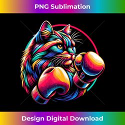 Energetic Cat Boxer In Sideview With Colorful Gloves Tank Top - Eco-Friendly Sublimation PNG Download - Challenge Creative Boundaries