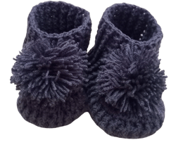 Hand Made crochet Baby Shoes Gray Color Size For Baby From 6 Months To 8 Months