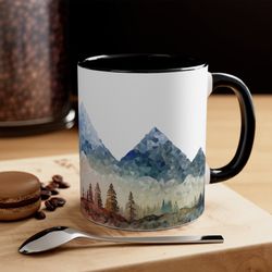 mountains and forest mug 11oz ceramic mountain landscape illustration coffee mu