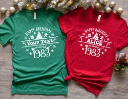 Christmas  Birthday Shirts, Christmas Birthday Tee, Happy Birthday Custom Shirt, 50th Birthday Shirt, Christmas Party Bi
