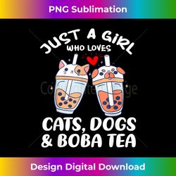 Girl Loves Cats Dogs Boba Tea Bubble Tea Cute Kawaii Design - Minimalist Sublimation Digital File - Challenge Creative Boundaries