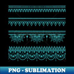 south asian patterns aquamarine on black - instant png sublimation download - capture imagination with every detail