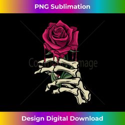 Skeleton Hand Red Rose Flower Aesthetic - Artisanal Sublimation PNG File - Animate Your Creative Concepts