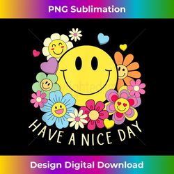 Have A Nice Day Yellow Smile Face Flowers Kids Toddler Girls - Contemporary PNG Sublimation Design - Spark Your Artistic Genius