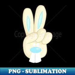 Victory Peace Rabbit Yellow  Blue - PNG Transparent Sublimation Design - Spice Up Your Sublimation Projects
