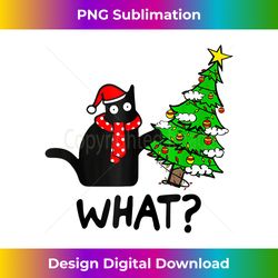 Cat What Christmas Tree Xmas Light Santa Hat Funny Black Cat Tank Top - Classic Sublimation PNG File - Animate Your Creative Concepts