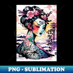 Asian Girl Japanese Geisha Girl - Instant PNG Sublimation Download - Spice Up Your Sublimation Projects
