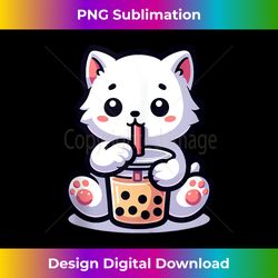 Cat Boba Tea & Bubble Tea  Anime Kawaii White Kitten, Girls Tank Top - Luxe Sublimation PNG Download - Immerse in Creativity with Every Design