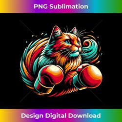 cat boxing the colorful cat fighter in gloves tank top - sophisticated png sublimation file - tailor-made for sublimation craftsmanship