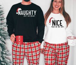 Naughty and Nice Humorous Christmas Couple Matching Sweater, Naughty But I Can Explain Funny Hubby Xmas Sweater Nice Mos
