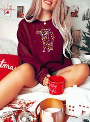 Sarcastic Holly Cow Christmas Lighting Sweatshirt, Holly Cow Noel Spirit Hoodie, Christmas Cow Tree Sweater, Trendy Chri