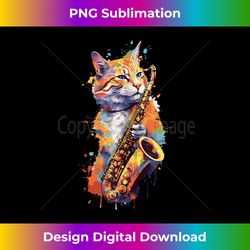 cat with saxophone cat playing saxophone tank top - bespoke sublimation digital file - pioneer new aesthetic frontiers