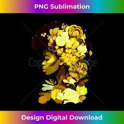 Beautiful Black Woman Afro Queen African Art Yellow Flowers - Timeless PNG Sublimation Download - Immerse in Creativity with Every Design