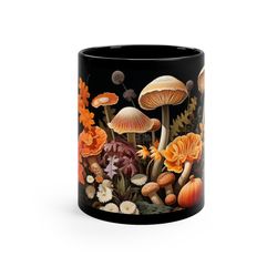 Rustic Mushroom Cup Fall Mug Design Autumnal Drinkware Earthy Tone Coffee Mug S