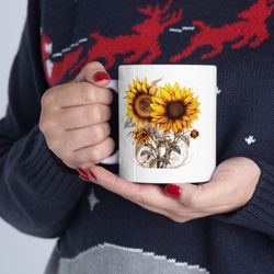 Sunflower Coffee Mug Sunflower Tea Mug Floral Tea Mug Flower Pattern Mug Floral