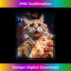 Funny Cat With Pizza Selfie Cat Tank Top - Futuristic PNG Sublimation File - Lively and Captivating Visuals
