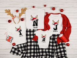 Monogrammed Family Christmas Shirt,Christmas Family Monogram Shirt,Christmas Gift,Santa Hat Shirts,Matching Family Chris