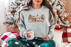 Gingerbread Christmas Coffee Shirt, Christmas Coffee Sweatshirt, Coffee Lover Gift, Latte Drink Crewneck, Women Holiday