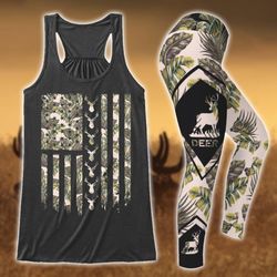Gift for Mother Simple Deer Hunting Flag Hollow Tank Top &8211 Legging 3D