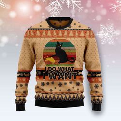 Playfully Bold Black Cat Ugly Christmas Sweater - Embrace Your Inner Rebel!