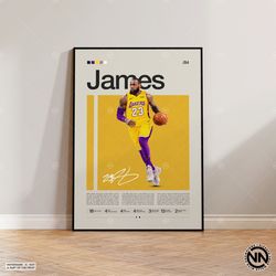 Lebron James Poster, LA Lakers Print, NBA Poster, Sports Poster, Mid Century Modern, NBA Fans, Basketball Gift, Sports B