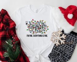 Cat Christmas Shirt, Its Fine Im Fine Everything is Fine Shirt, Introvert Tee, Funny Shirt, Sarcastic Shirt, Im Fine Shi