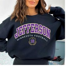 Justin Jefferson Football Crewneck, Justin Jefferson Sweatshirt, Football Fan Tee, Gift for Girlfriend or Wife, Minnesot