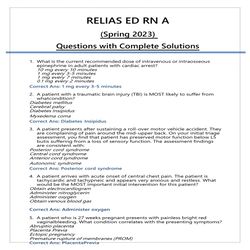 RELIAS ED RN A (Spring 2023) Exam Elaborations Questions with Complete Solutions
