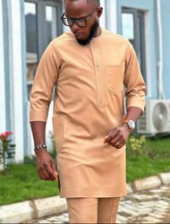 Brown dashiki mens wear|africans men clothing |kaftan african men shirt and down |ankara mens outfit |free DHL shipping